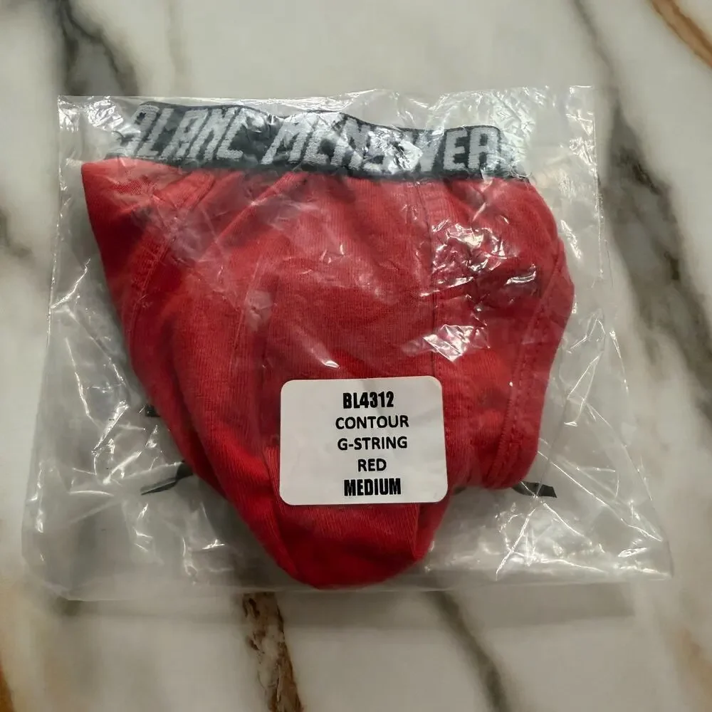 NEW Blanc Menswear Cotton BL4312 Contour G-String Thong Color Red Size Medium